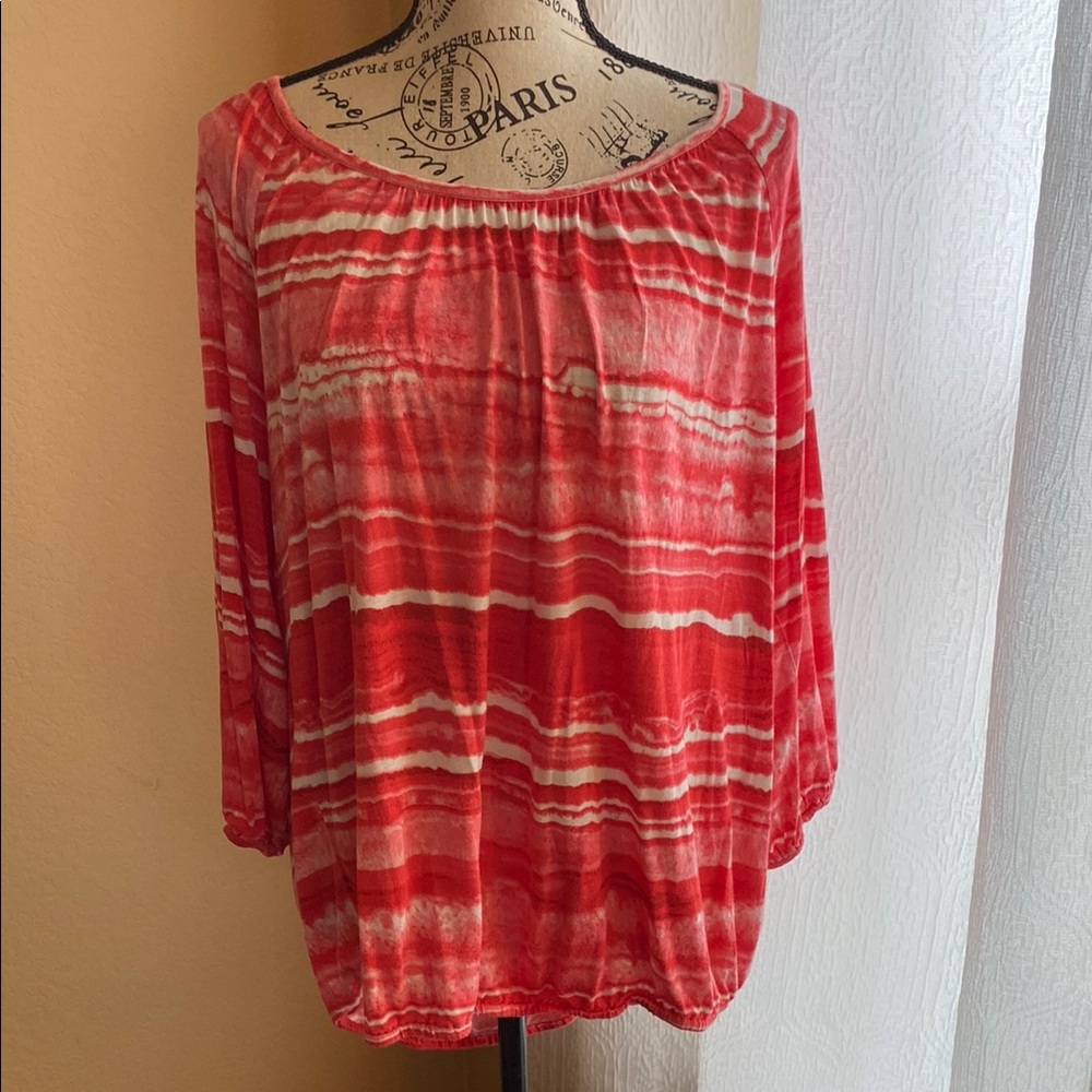Michael Kors Vibrant Red and White Blouse